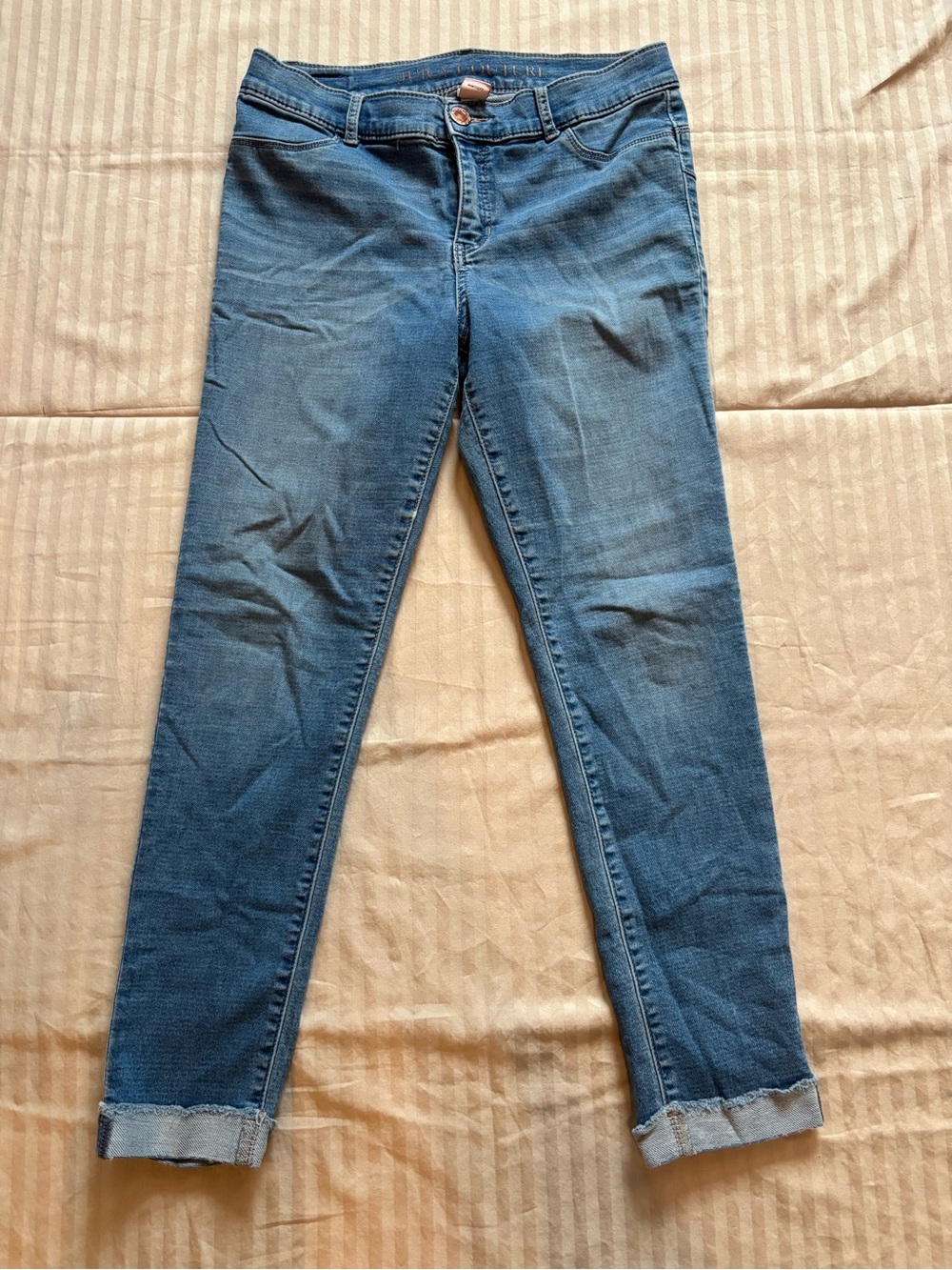 Juicy Couture Jeans Womens 10 Blue Skinny Cuffed Distressed Stretch Denim Pants